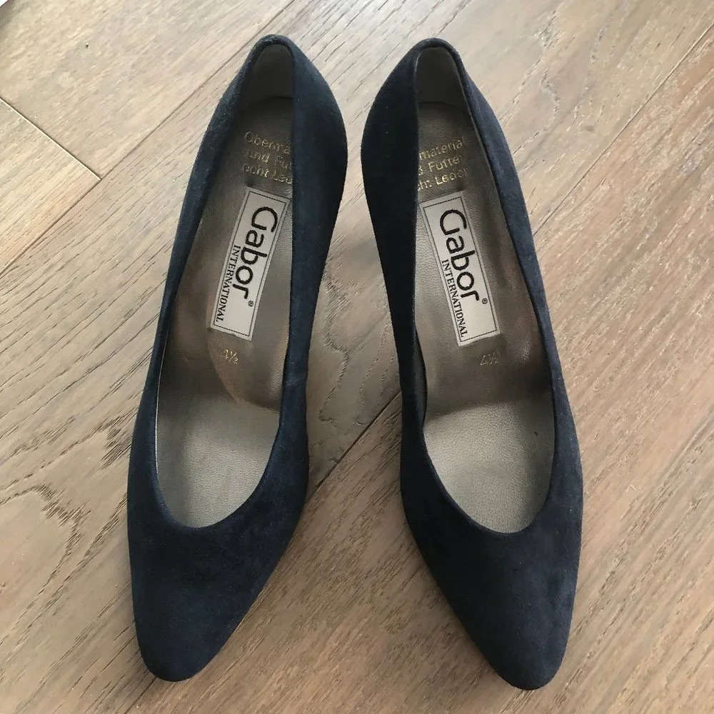 Gabor International Leather Blue Suede Shoes w 2.5" Heels Sz 6.5 US NWOT